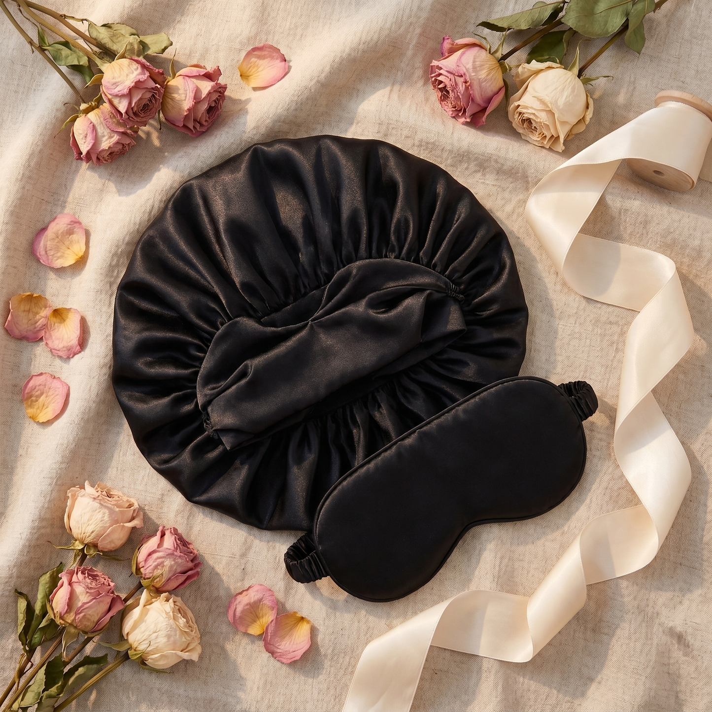 Aurelani — Silk Sleep Bonnet with Eye Mask